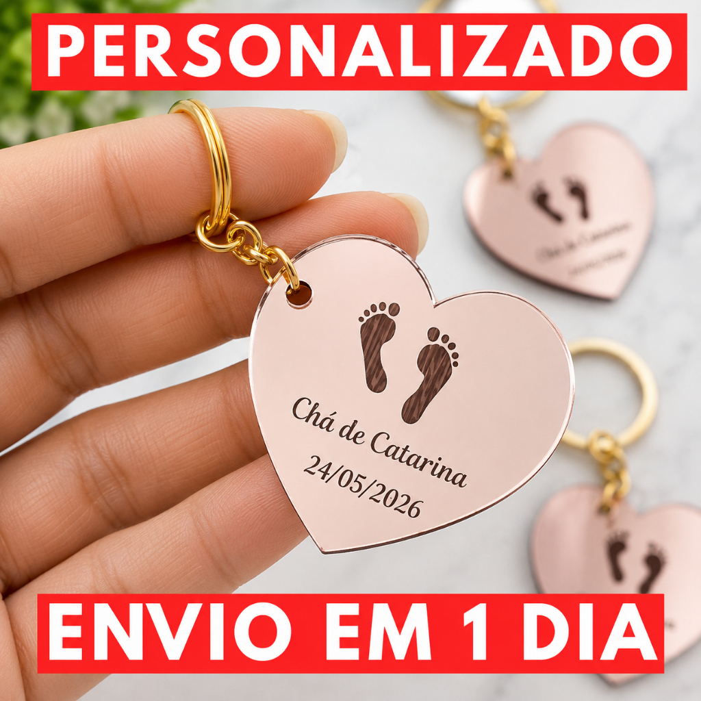 20 a 100 unidades Chaveiro Personalizado Brinde Lembrancinha Mimo Loja Cliente Festa Acrílico Espelhado