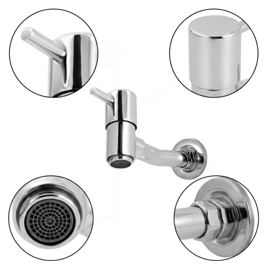 Torneira Reta Parede Tanque Jardim Lavatorio Metal 1/4 Volta Bico Curto