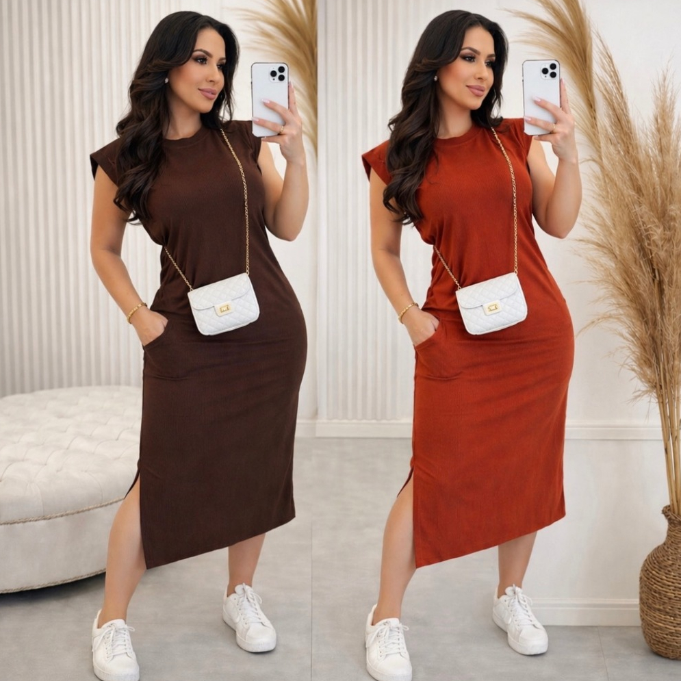 Vestido feminino Muscle Tee plus size Liso Longo elegante Casual Soltinho Noite Festa