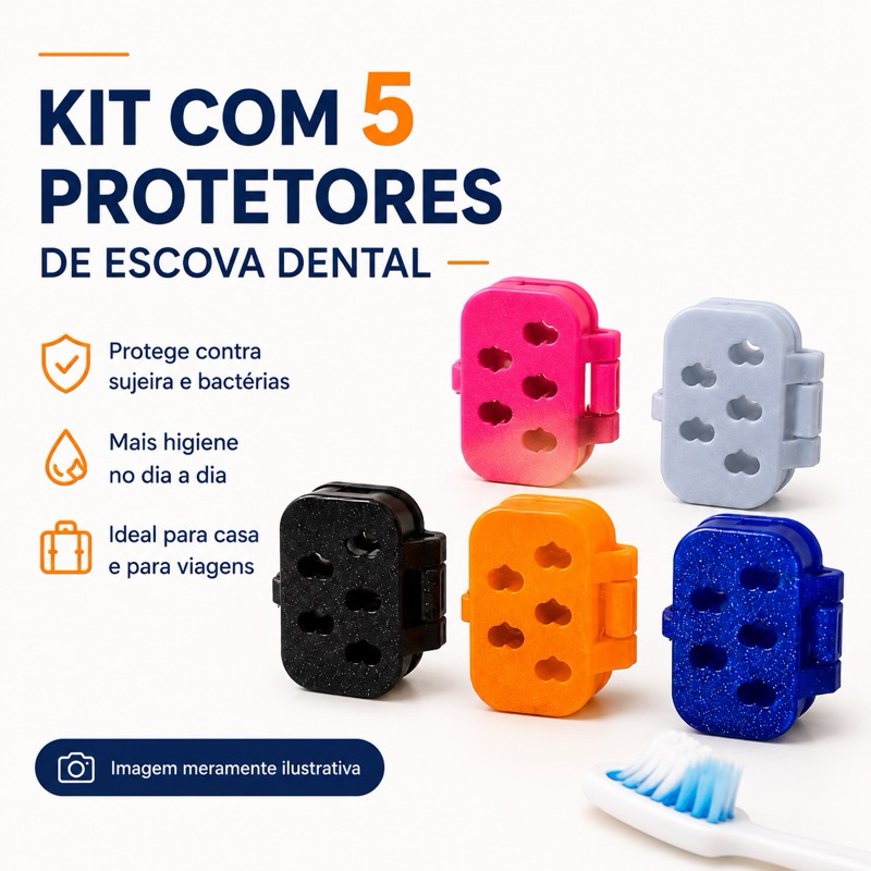 KIT COM 5 PROTETORES DE ESCOVA CORES DIVERSAS