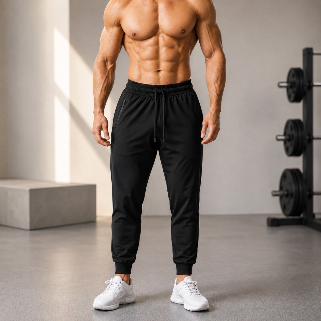 Calça Dry Fit Masculina De Academia Confortável Flexível Com Elastano Secagem Rápida De Promoção Para Atividades Fisícas