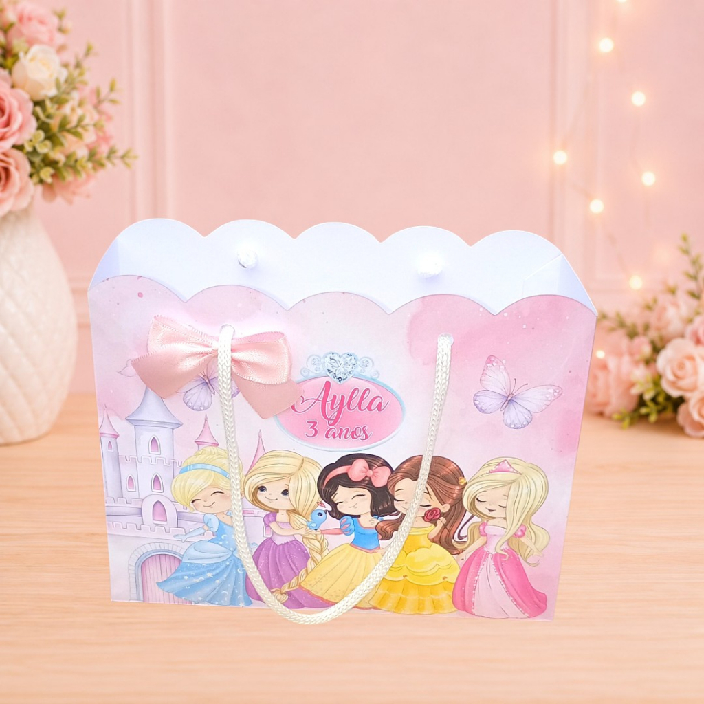 Sacolinha personalizada Princesas Cute lembrancinha kit festa caixinhas mimos Papelaria