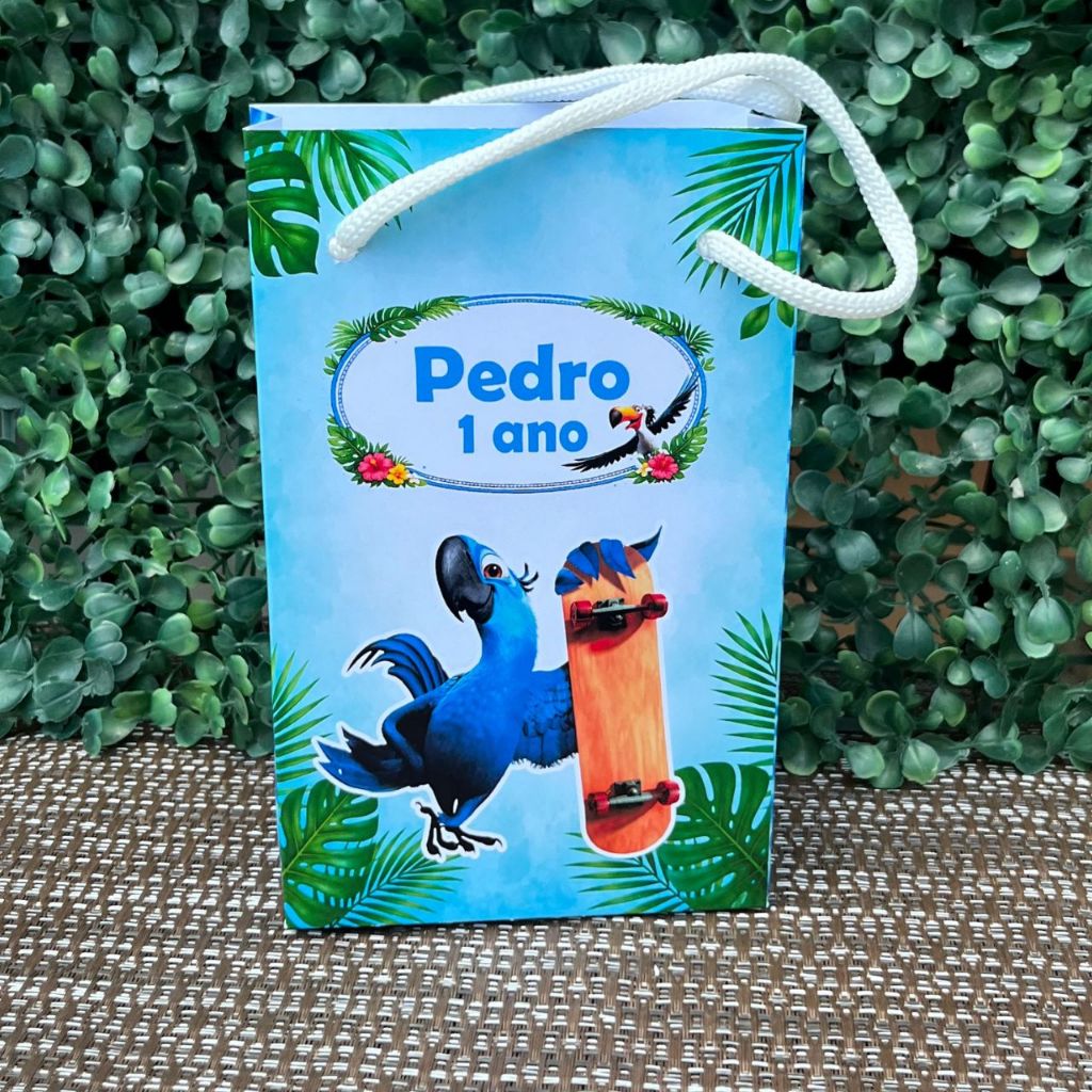 Sacolinha surpresa personalizada Rio Blue lembrancinha de aniversario RIO mimos de infantil Blue/Tamanho P