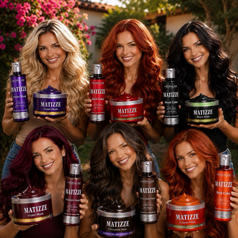 KIT SHAMPOO + CREME TONALIZANTE MATIZZE Sem Amônia Avelã, Preto, Marsala, Loiro, Vermelho, Ruivo