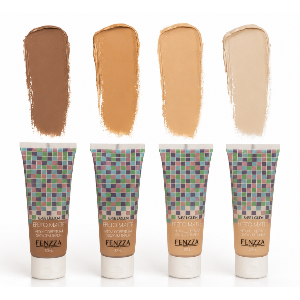 Base Líquida Fenzza Efeito Matte Média Cobertura Secagem Rápida 30ml