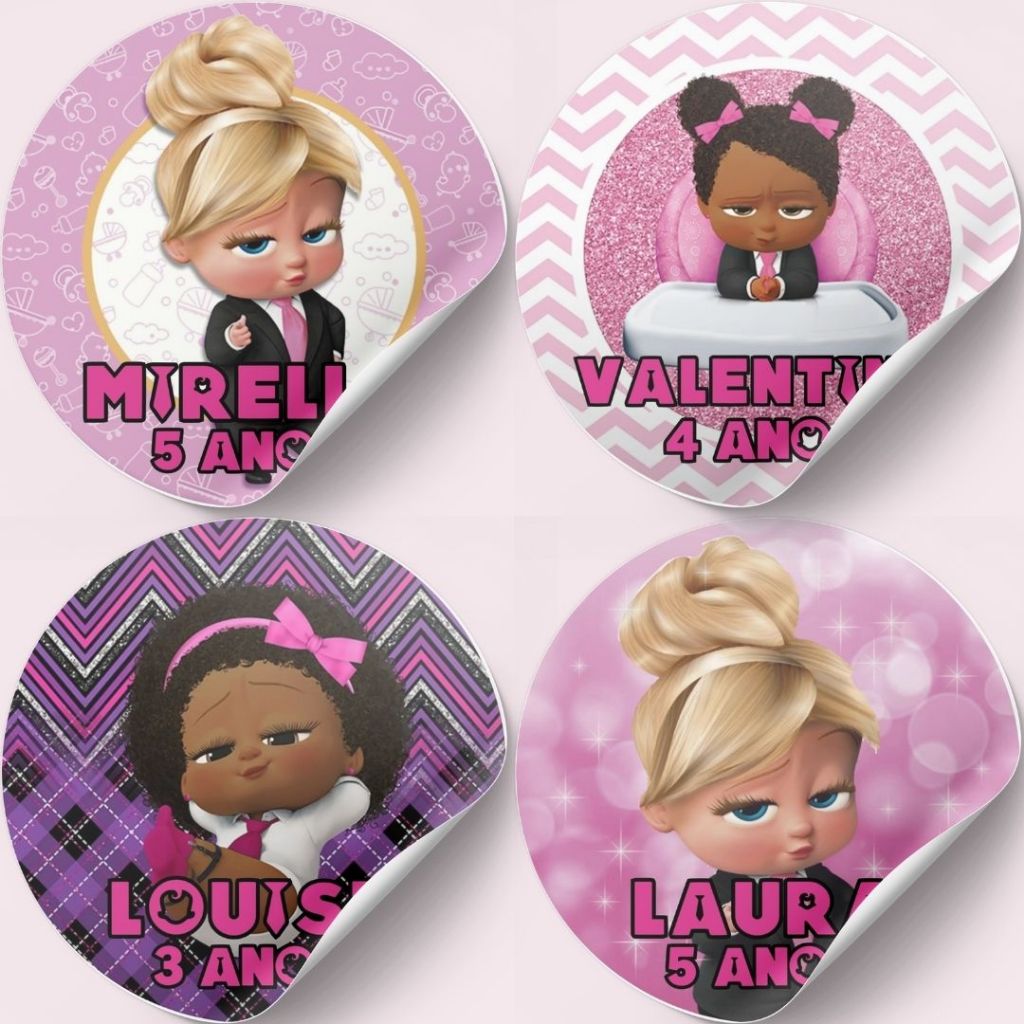 50 Adesivos Personalizados Poderosa Chefinha Redondo para Lembrancinhas Festa Infantil | 4x4 cm ou 5x5 cm