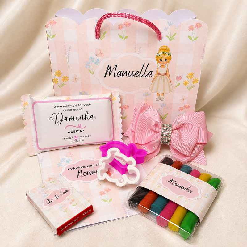 Convite para daminha e/ou pajem de casamento/Sacola para daminha/ Sacola para pajem de casamento
