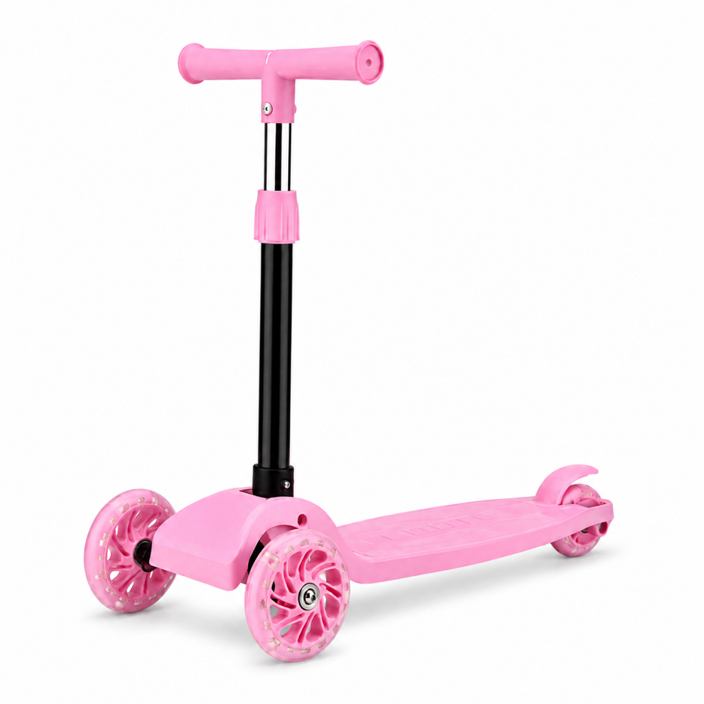 Patinete Infantil 3 Rodas Dobrável Guidão Ajustável 3+ Anos - Rosa