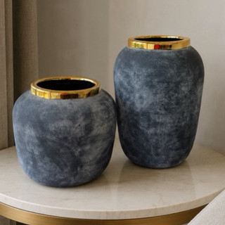 vaso marmorizado/vaso decorativo/vaso decoração/vaso cerâmica/vaso borda dourada
