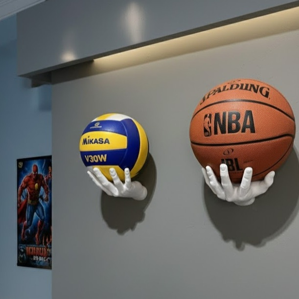 Suporte de Parede para Bolas Esportivas Futebol Vôlei Basquete Organização e Decoração
