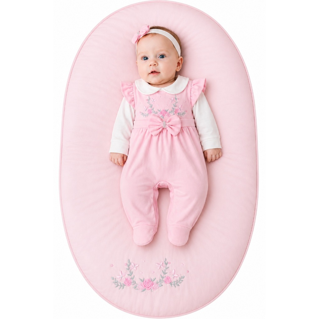Saída Maternidade Menina Aurora Rosa 04 peças Roupa de Bebê Menina