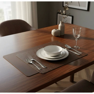 Jogo Americano Couro Marrom dupla face para Mesa Posta – Sousplat/Toalha de Mesa Decorativa