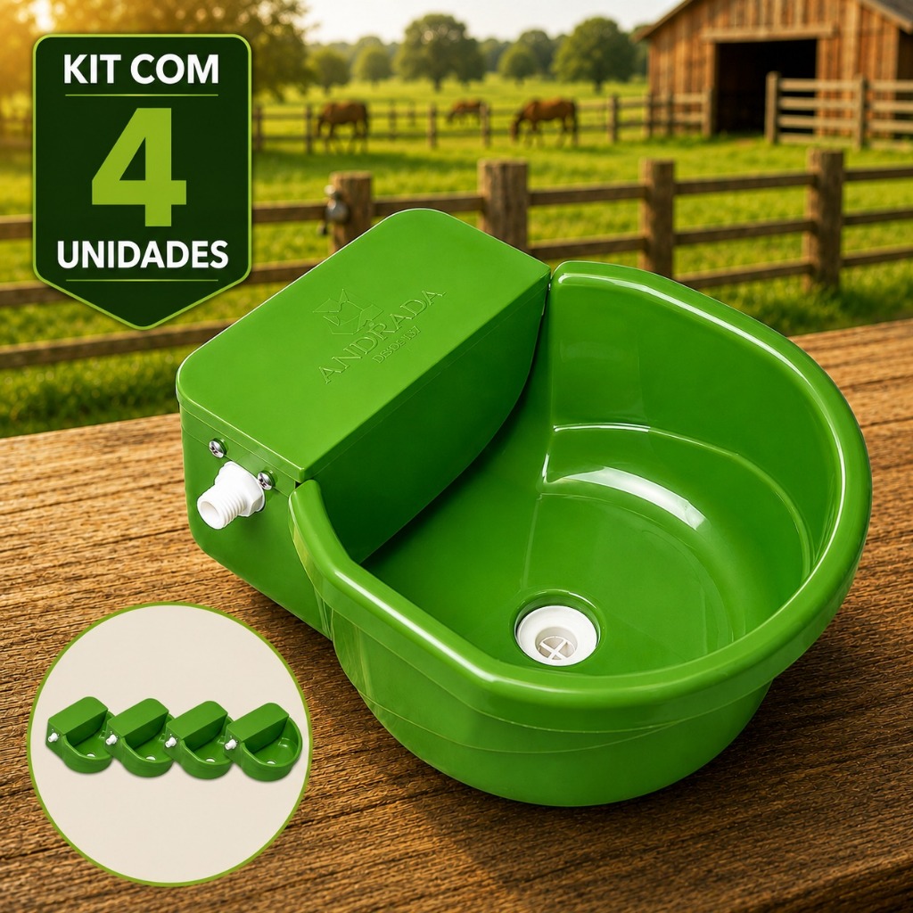 Kit 4 Bebedouro Cocho Pet Automático com Boia 7 Litros para Cães Gatos Cavalos Suínos Gado