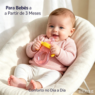 Brinquedo Mordedor Massageador Gengiva Com Água Mamadeira Azul Ou Rosa Bebê