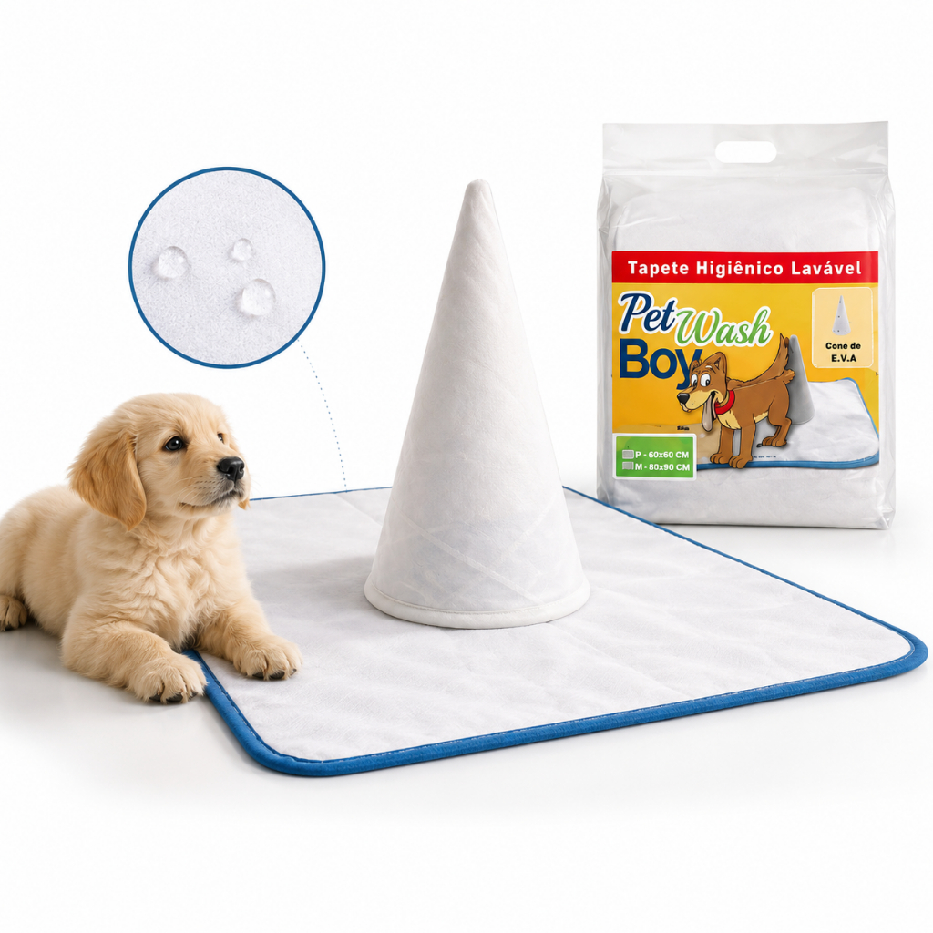 Tapete Higiênico Lavável e Reutilizável para Pet com Cone Não Vaza e Sem Odor