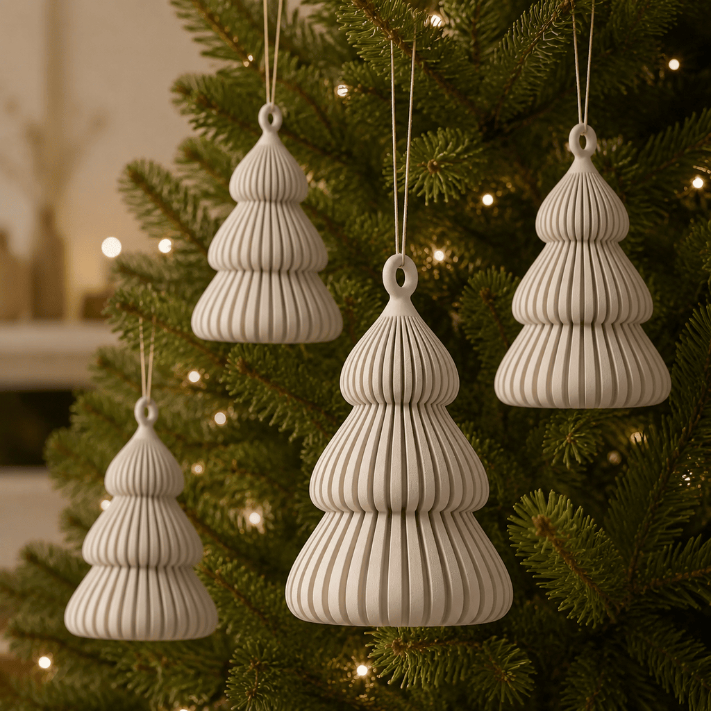 Kit 4 Enfeites Minimalistas Premium para Árvore de Natal Japandi
