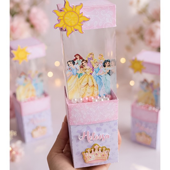 ✨ Caixa Dupla Cenário Luxo - Princesas da Disney - Papelaria Personalizada - Lembrancinha de Festa