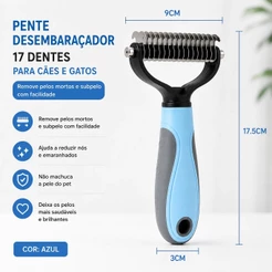 Escova Tira Pelos Pet 17 Lâminas Pente Removedor de Nós Desembaraçador para Cachorro e Gato