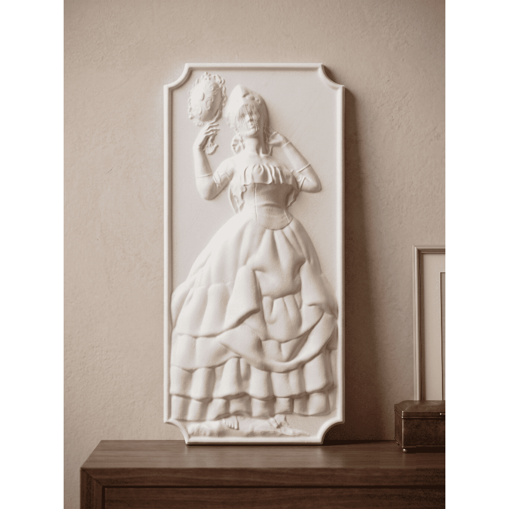 Imagem Quadro Oxum 16x34 Gesso Cru 3D Arte Religiosa Umbanda Decoração Espiritual Pronto Pintura