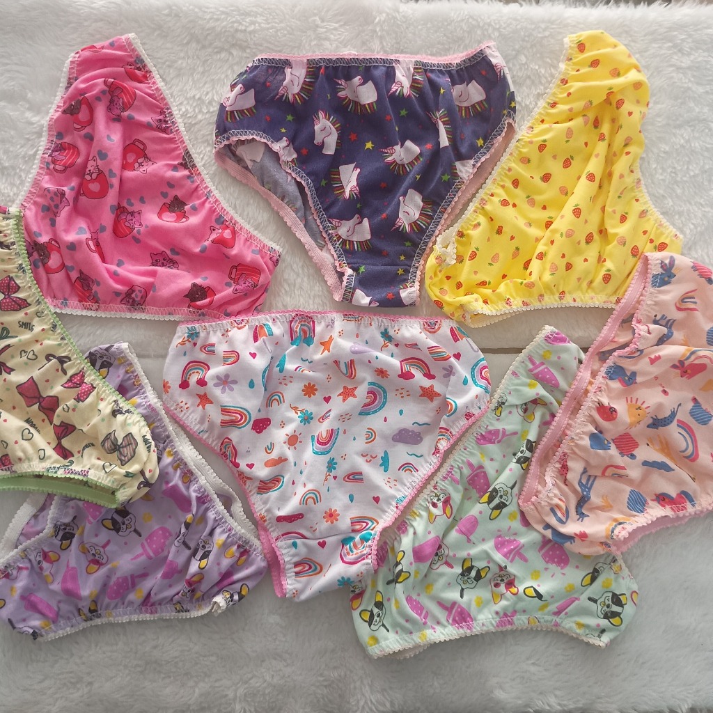 Kit 5 Calcinhas Infantil Feminina Estampada Confortável Tamanho Único