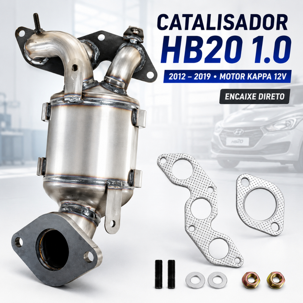 Catalisador Hyundai HB20 1.0 3C 2012 a 2019 - Conversor Catalítico Original para Motor Kappa 1.0 12V