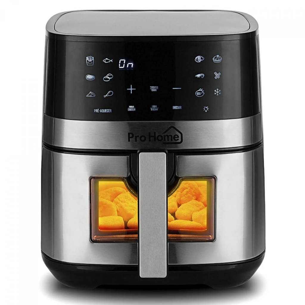 Fritadeira Elétrica Air Fryer Pro Home Classic PRO, 100% Digital, Com Visor, 6.5L, 110V, Preto e Inox, PH-AF-CP1500WS7LS