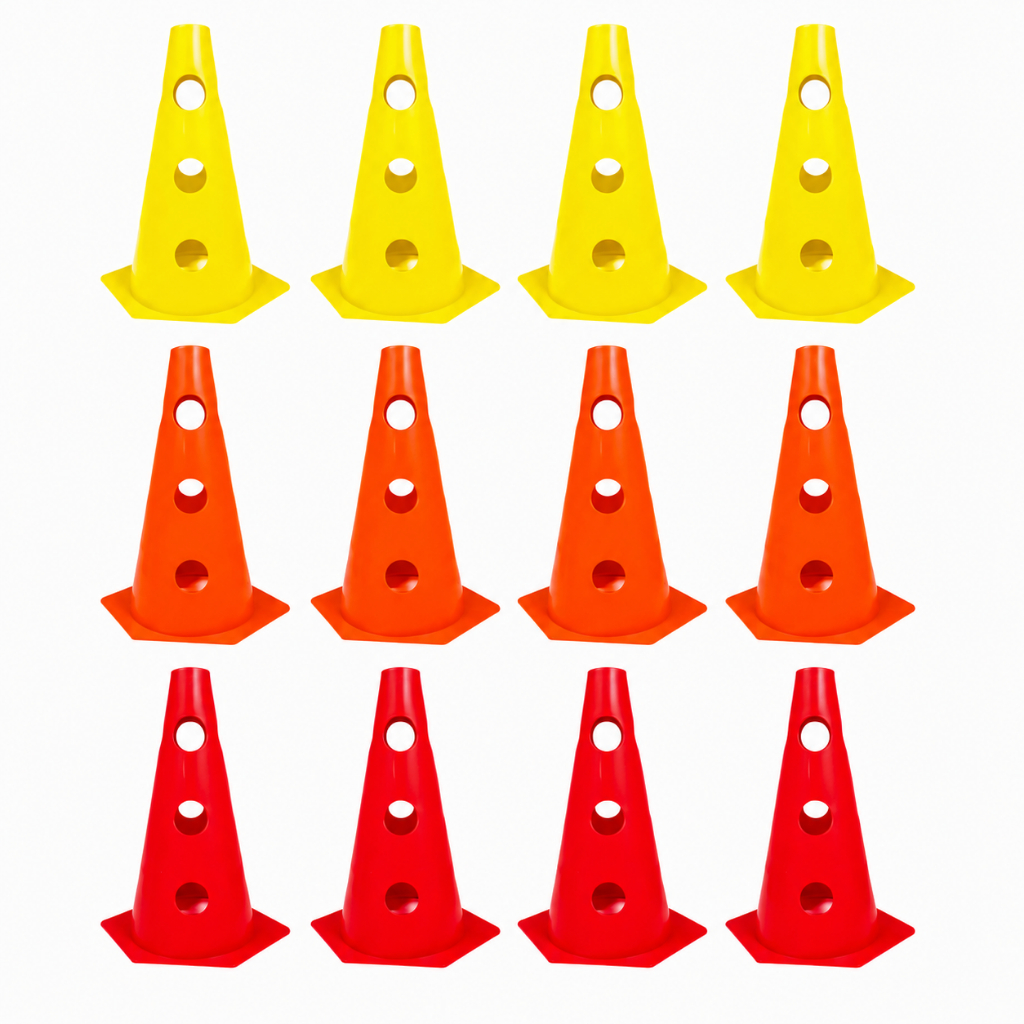 12x Mini Cone Sinalização Esportivo 23cm Agilidade Furado