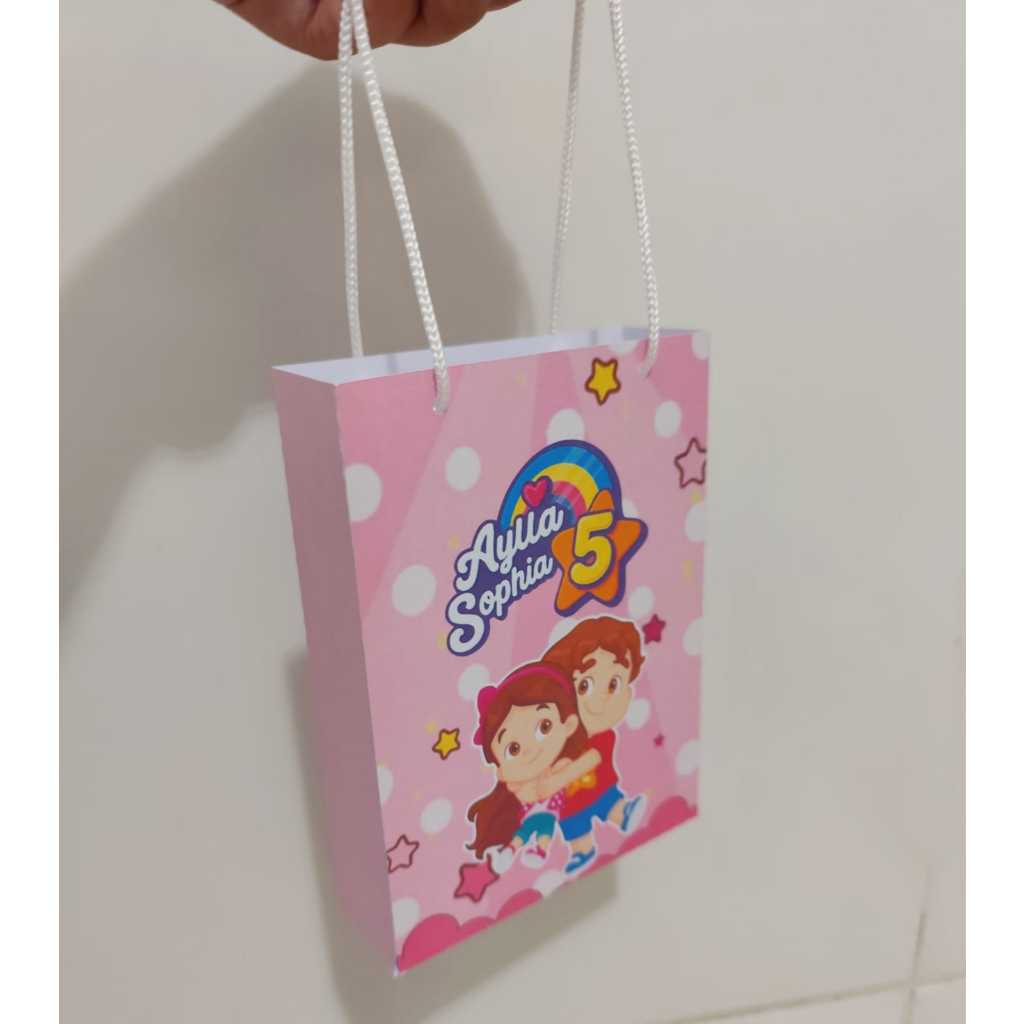 Sacolinha Maria Clara e JP - Lembrancinha - Aniversário - Sacolas Personalizadas - Papelaria Personalizada