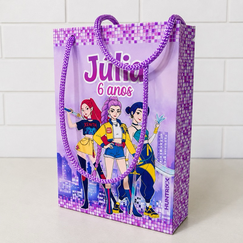 Sacolinha Personalizada Guerreiras do K-pop Huntrix Lembrancinha Personalizada Kit Festa