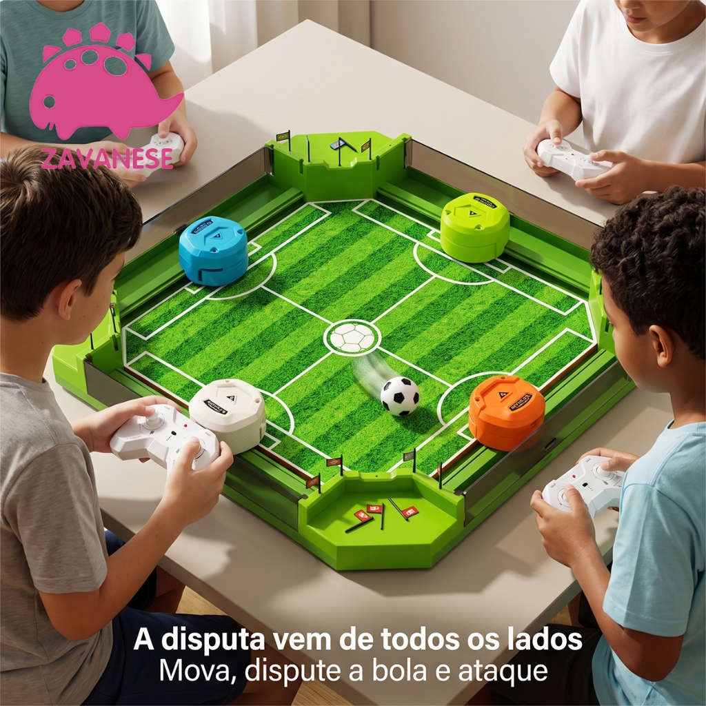Jogo de Futebol de Mesa Elétrico 4 Jogadores SOCCER BATTLE PLATE - Com 4 Controles Remotos, Gol e Bola Inclusa