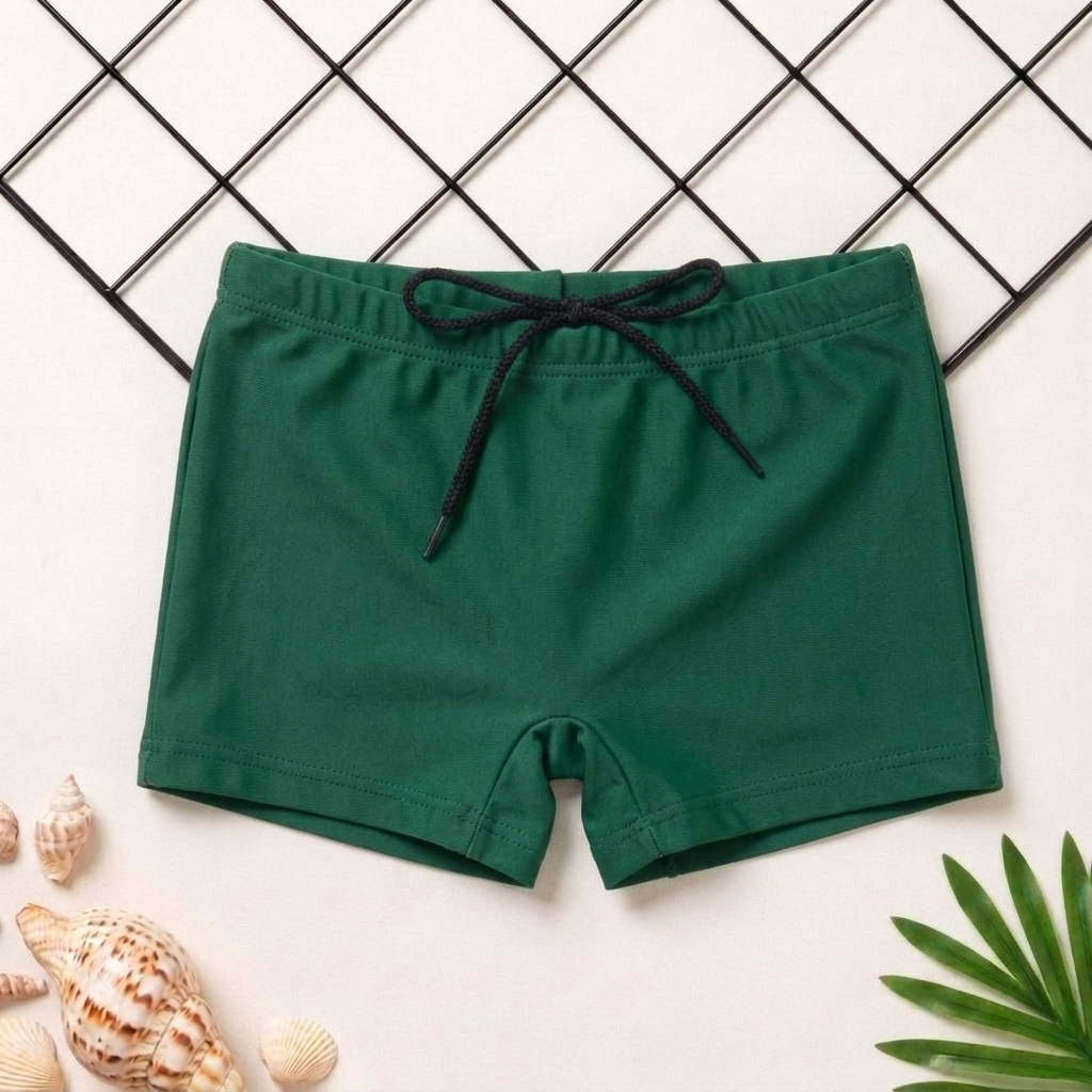 Sunga Boxer Infantil 4 ao 10 Com Cordão Moda Praia Piscina Sem Estampa Lisa