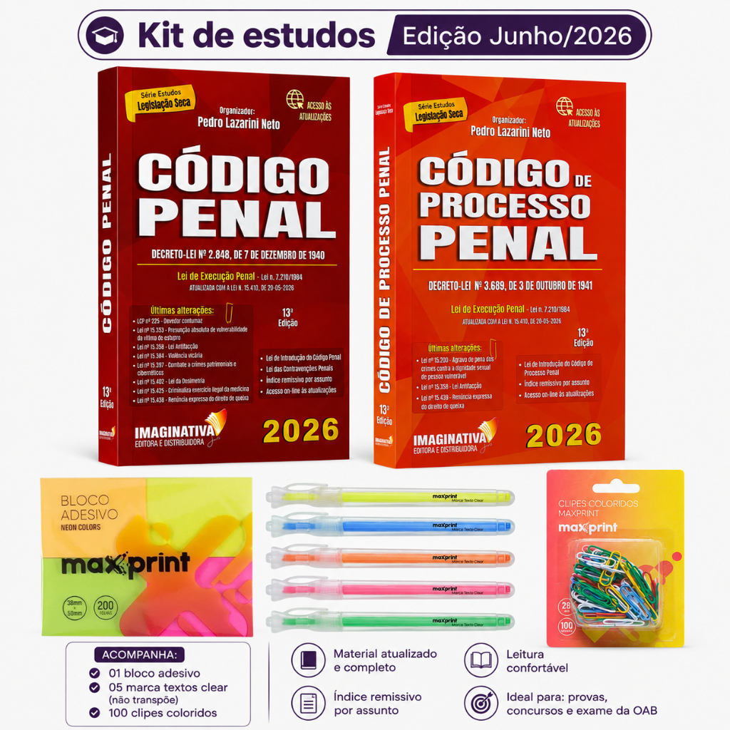 Código Penal + Processo Penal Edição Junho/2026 | Kit de estudos atualizado