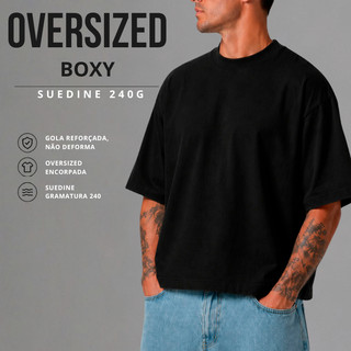 Camiseta Boxy Oversized Masculina heavyweight Malhão Suedine Malhão Prime 240 de gramatura