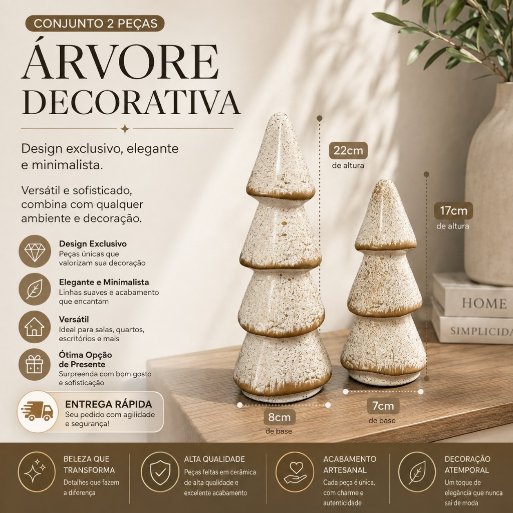 Mini Árvore de Natal em Cerâmica Decorativa Artesanal Enfeite Natalino Delicado e Elegante Design Exclusivo Minimalista