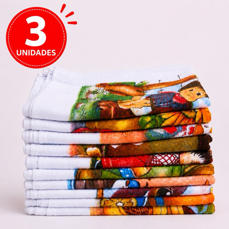 kit 3,5 e 10 Panos de Prato 100% Algodão Estampado com bainha, Pano de Copa Para limpeza em Geral 35x60 Tamanho