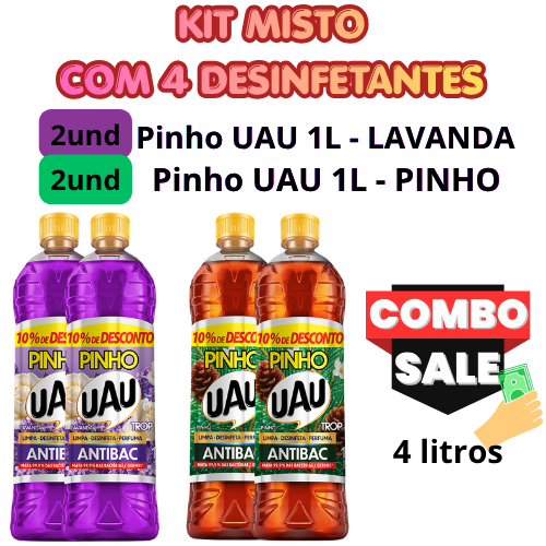 Kit Misto Desinfetante Pinho UAU — Lavanda + Pinho | 4 Litros
