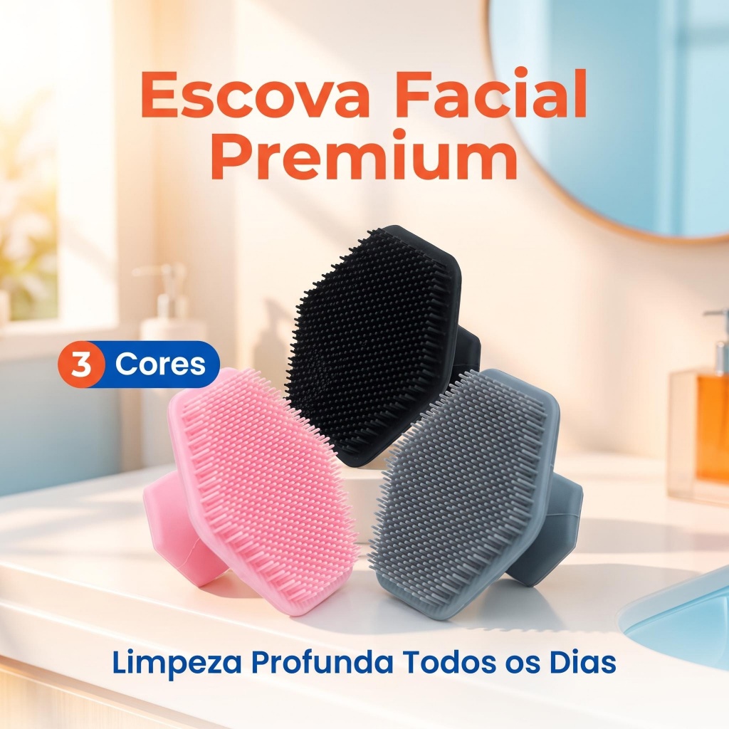 Escova limpadora de poros em silicone, massageador suave para rosto