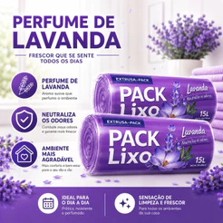 Saco de Lixo Cheiroso 15Litros Lavanda Neutraliza Odores Perfumado Resistente Cozinha Anti- Inseto
