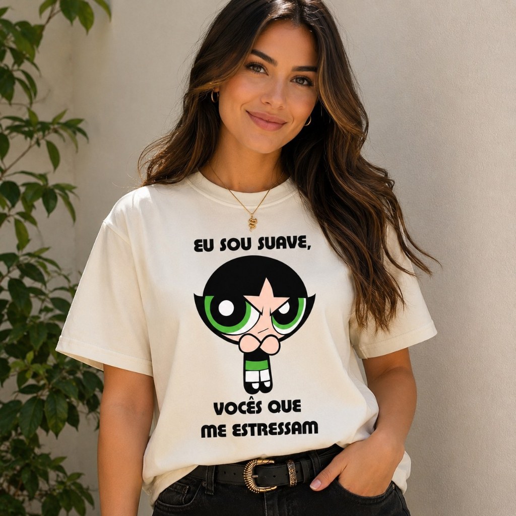 Camiseta Feminina Premium 100% Algodão Meninas Super Poderosas Docinho