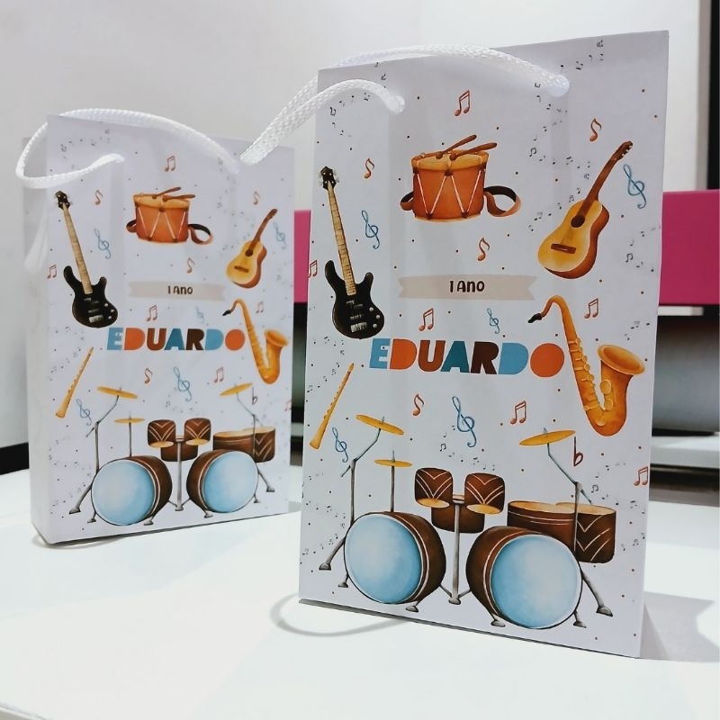 Sacolinha Personalizada Música Instrumentos musicais Kit festa Música Lembrancinhas festa de aniversário mesversário