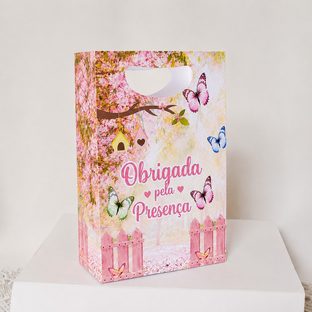 Kit Sacolinha Surpresa Festa Infantil Personalizada JARDIM DAS BORBOLETAS  Lembrancinhas Aniversário PEGUE E MONTE