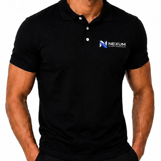 Camisa Polo Estampa Peito DTF Uniforme Personalizado Logomarca Estampada Alta Resolução Empresas