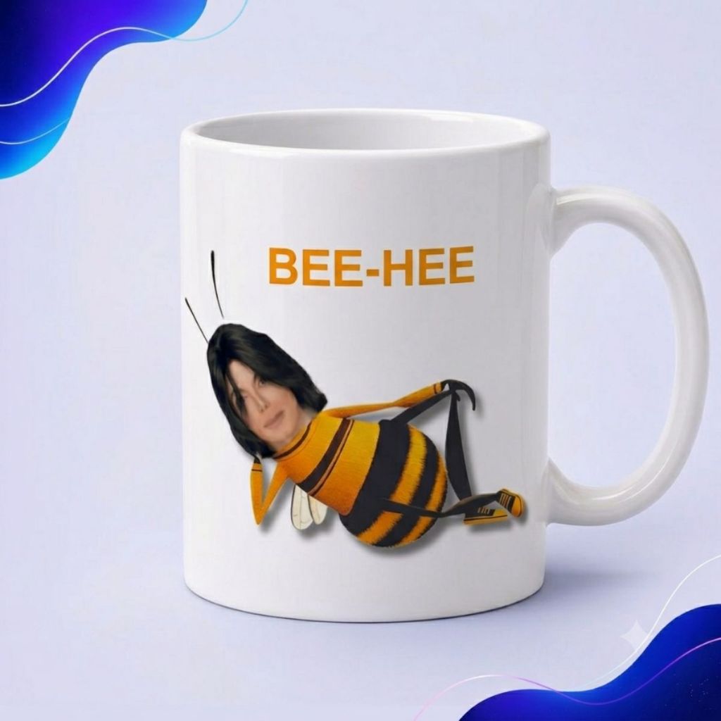 Caneca Bee-Hee Michael Jackson Divertida Meme Presente Engraçado 325ml