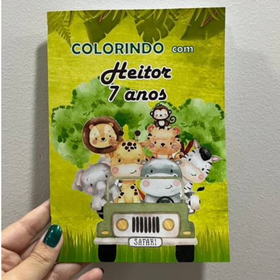 Revistinha de colorir Personalizada Tema SAFARI - Livrinho de colorir personalizado SAFARI - lembrancinha de aniversario
