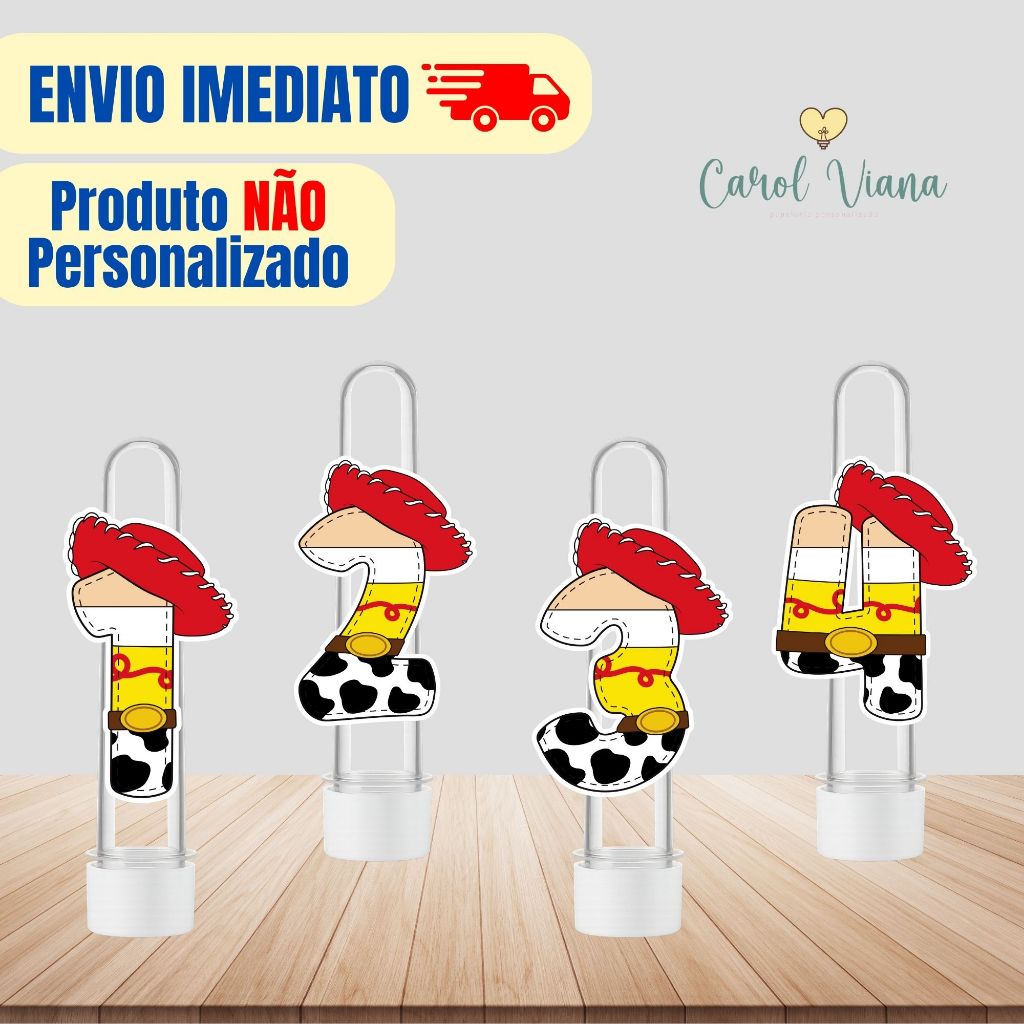 Aplique de Tubete Número Toy Story | Tag Personalizada | Lembrancinha Festa Infantil | Aniversário | Aplique para Tubete