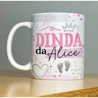 CANECA DINDO OU DINDA PERSONALIZADA – 325ML , CANECA PADRINHOS DE BATISMO
