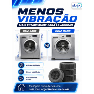 Kit 4 Pé Antivibração Máquina Lavar Reduz Ruído Barulho e Desnível Base Antiderrapante 300kg