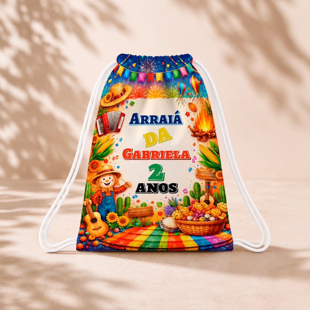 10 Mochila Personalizada Infantil 18x26 Sacolinhas Surpresa Festa Aniversário Lembrancinha Festa Junina Arraiá M2