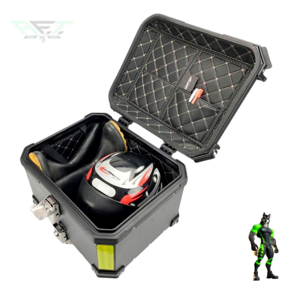 Baú Bauleto para Moto 45 litros Universal Com Forro e Base Kit Fixação Completo Trava Anti Furto · foto 2