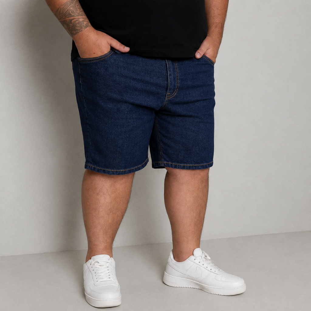 BERMUDA SHORT JEANS PLUS MASCULINA TAMANHO GRANDE DO 48 AO 58 COM ELASTANO CONFORTAVEL BASICA PARA O DIA A DIA PREMIUM
